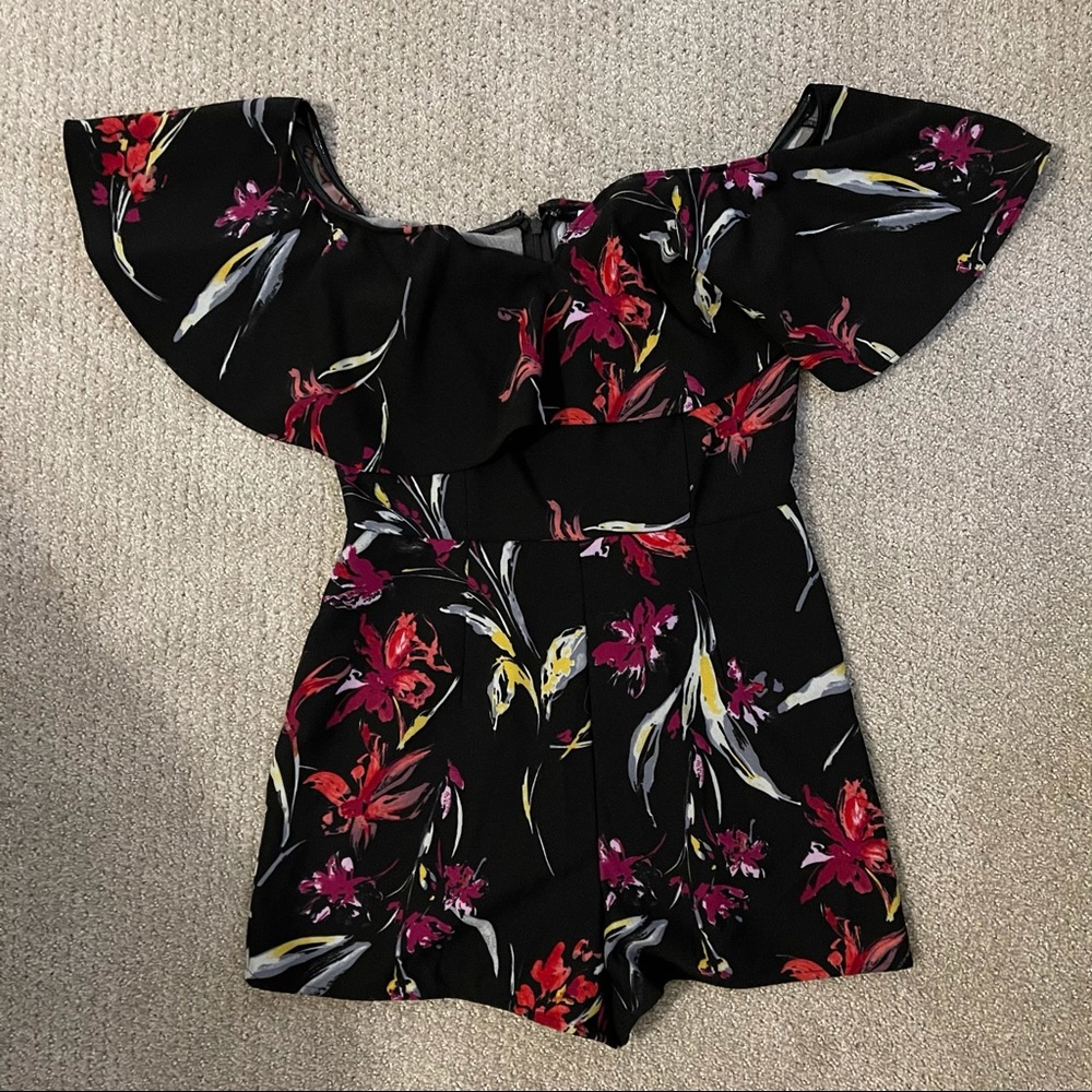Leith Black Floral Romper Size M